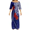 Robe Puletasi polynésienne Samoa Tribal impression par Sublimation robes femmes Image personnalisée Poncho robe goutte tatouage Maxi 220706