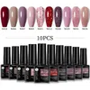 Nxy Gel de uñas 10 unids Set Polish Neon Glitter Red Glitter Semi Permanente Barniz Off UV LED S TODO PARA MANICURA 0328