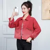 Vestes pour femmes Real S 2022 début printemps dégradé veste en jean féminin coréen haut court ample rouge femmes