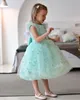 Yellow Appliqued Flower Girl Dresses Princess Wedding Tiered Ball Gown Toddler Pageant Gowns Tulle Knee Length Birthday First Communion Dress