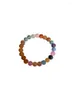 Pärlsträngar färgarmband armband naturliga lavasten för kvinnor elastiska rep vän smycken gåva söt ålder reduktion fawn22
