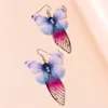 Boucles d'oreilles papillon en plumes transparentes pour femmes, Design, tempérament bohème, ailes de fée, pendantes, bijoux cadeau de mariage