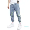 Jeans de moda rasgados para homens quatro temporada de harém de harém de harém de estilo de streetwear de estilo hip-hop calças elásticas da cintura elástica255f