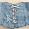 Citgeett Summer Beautiful Children Girls 2 pezzi Set di abbigliamento Off spalla manica corta Denim Blue T-shirt tLong Pants abbigliamento J220711