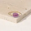 Anel de cristal irregular de pedra natural feminino simples namoradas generosas que acompanham anel de pedra preciosa