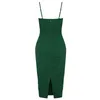 Malha drapeado bandage vestido chegada midi bandage vestido bodycon mulheres verão verde sexy vestido de festa noite clube outfits 220507