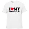 T-shirts masculins I Love My Girlfriend Valentine Funny T-shirt harajuku graphique masculin rond Boyfriend Boyfriend