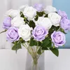 Sztuczny kwiat róży aksamitne róży kwiaty kwiaty domowe wazon dekoracja bukiet przyjęcia impreza dekoracja ślubna tła kwiat