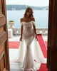 Elegante Sparkly Sereia Vestido De Casamento Destacável Trem Off Ombro Floor Comprimento Feito Personalizado Princesa Vestido Nupcial Robe de Mariée