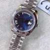 Nieuws Heren Horloges Blauw Rode Dial Day Datum Daydate Automatische Mechanica 41mm Sapphire Glass Roestvrij Mens Horloge G69