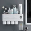 3 Color Bathroom Accessories Toothbrush Holder Automatic Toothpaste Dispenser Wall Mount Rack Storage For Home 220401