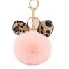 Schlüsselanhänger Winterexplosionen Leopardenschleife Plüsch-Schlüsselanhänger Kreative Pom-Schlüsselanhänger Pelzball-Taschenanhänger Pompom-Schlüsselanhänger Frauen FemaleKeychains Eme