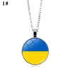 Ukraine Drapeau Trident Symboles Collier À La Main Tryzub Ukraine Pendentif En Verre Rond De Mode Bijoux Patriot Cadeau Party Favor EE