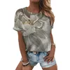 T-shirt feminina Ladies 3D Padrão abstrato impressa Summer Summer Summer Loose Floral Top Fashion Casual Fácil de lavar Grils ClothingWome