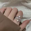 Anillos de boda Moda Estilo europeo y americano Flash Diamante Arroz Estrella Anillo Femenino Multicapa Alrededor Meteor Índice Anillo Boda