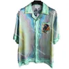 Casablanc Masao Men designer skjortor Leisure Hawaiian Beach Short Sleeve Gradient Stripe Ghost Face Silk Printed Shirt254d