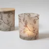 Flower Bird Painting Tealight Votiefhouder 10 oz Frosted Candle Jar met houten deksel lege glazen container voor geurende kaars maken