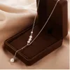 925 Sterling Silver Tassel Long Necklace Pearl Charm Necklace Netlace for Women Wedding Jewelry Excessories قلادة قلادة Ljflafa