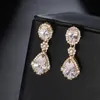 Dangle Lustre Cubique Zircone Boucles D'oreilles Pour Les Femmes De Mode Larme Cristal Demoiselle D'honneur De Mariage Bijoux Femme AccessoiresDangle DangleDan