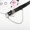 Belts Female Waistband With Chain Silver Buckle Wide Black PU Leather Waist Strap For Ladies Casual Jeans Trousers Punk Women BeltsBelts