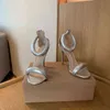 Gianvito Rossi 10.5 cm stilett High Heels Sandals klädskor klack för kvinnor sommar lyxdesigner sandaler svart fotband med ruta 260