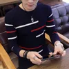 Korea Gray Sweters and Pullovers Mężczyźni Knify Sweter z długim rękawem Wysokiej jakości zimowe puloby Homme ciepły granatowy płaszcz 3xl EST 220815