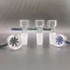 Partihandel 14mm skål och 18mm manlig glasskål glida med blå grön snöflinga filterskålar för glas bongs vatten bong olja riggar