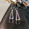 Dangle Lustre Brillant Côté Nouvelle Marque De Mode Bijoux Cristal Triangle Boucles D'oreilles pour les Femmes Cadeau Multi-couche Géométrique Boucle D'oreille