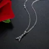 Collane con ciondolo Utimtree Argento Oro Cubic Zirconia Per le donne Ciondoli a forma di torre Eiffel Collana Girocollo Dichiarazione Collare FemminilePendant P