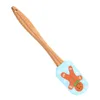 New Christmas Wooden Handle tools Kitchen Fondant Cake Cream Spatula Silicone Butter Scraper Baking Tools Espatula Silicona C0711G12