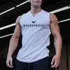 Muscleguys Gym Clothing V Neck Compression Sleeveless Shirt Fitness Mens Tank Top Cotton Bodybuilding Tankop Workout Vest 220623