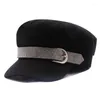 Berets lente winter mode dames katoenen hoed Britse stijl warme retro sboy caps militaire achthoekige cap vrouwelijke vizier capsberets