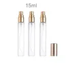 5ml 10ml 15ml PORTABLE MINI PERFUME RELEFICILÍVEL PERFUME vazio Spray Spray Amostra de frasco de vidro de vidro preto Campa de prata de ouro C0621G02