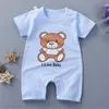 Summer Baby Rompers Boys Drukuj bawełniany wydychający oddychający kombinezon Nowonarodzony krótki rękaw Odziewie dziecięce ubrania