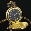Vintage złoty zegarek kieszonkowy mężczyźni zły smok złoty Tone Case duży czerwony kryształ Retro czerwony granat wstawka luksusowy naszyjnik prezent 220606