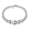 Fili di perline 925 argento sterling 8 mm/10 mm a sfera a sfera a sfera da 20 cm Bracciale Woman Fashion Fashion Gioielli LARS22