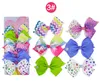 5 Inches Hair Bows for Girls Grosgrain Ribbon Bow with Alligator Clips striped Rainbow Mermaid HairBow