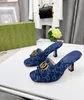 Sandali firmati Tacco a spillo 6,5 cm Estate Donna Tacco sciatto Moda Scarpe da donna Stampa su tela con scatola originale
