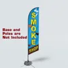 Tek taraflı dijital baskı duman dükkanı tüy bayrağı tanıtım reklamı plaj swooper banner tabanı ve kutup dahil değil