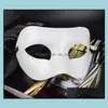 Mens Masquerad Mask Fancy Dress Venetian Masks Plastic Half Face Valfritt Mticolor Black White Gold Drop Delivery Party Festive8305610