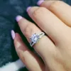 Solid Real 925 sterling zilveren ring bruiloft engagement belofte ringen voor vrouwen twee kleuren vinger sieraden