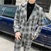 Jasbroek herfst winter plaid dubbele borsten suit tweedelig pak set mannelijke heer jurk blazers jas slim fit broek 220725