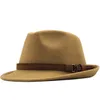 Nowe wełniane kobiety mężczyźni fedora czapka na zimową jesień elegancka lady gangster trilby poczuła, że ​​Homburg Church Jazz Hat 55-58 cm Regulated