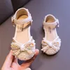 Sweet Girl Princess Fashion Pearl Bow Baby Kids Party Childrens Dance Little Girls Leather Shoes G83 220607