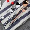 4Pcsset Black Gold Cutlery Set 1810 Stainless Steel Dinnerware Silverware Flatware Set Dinner Knife Fork Spoon Drop2767604