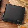 남성용 지갑 100% 정품 가죽 남성용 프리미엄 제품 남성용 리얼 소 가죽 Short Black Walet Portefeuille HommeWallets