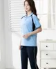여성용 트랙복 여름 용재용 면화 통기성 중학교 스포츠웨어 도매 소년 짧은 슬리브 T 셔츠 + 바지 선임 고등학교 유니폼