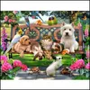 Paintings Arts Crafts Gifts Home Garden Dog Cat Flower Round Rhinestone Diamond Embroidery Animals Picture Diy Painting Cross Stitch Drop