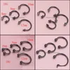 Nose Rings Studs Body Jewelry Anodized Black Horseshoe Bar - Lip Septum Ear Ring Various Sizes Available Piercing Drop Delivery 20321O