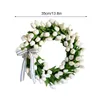 Couronnes de fleurs décoratives Simulation couronne de fleurs artificielles en été printemps fête des mères fête à la maison tenture murale tulipe blanche D